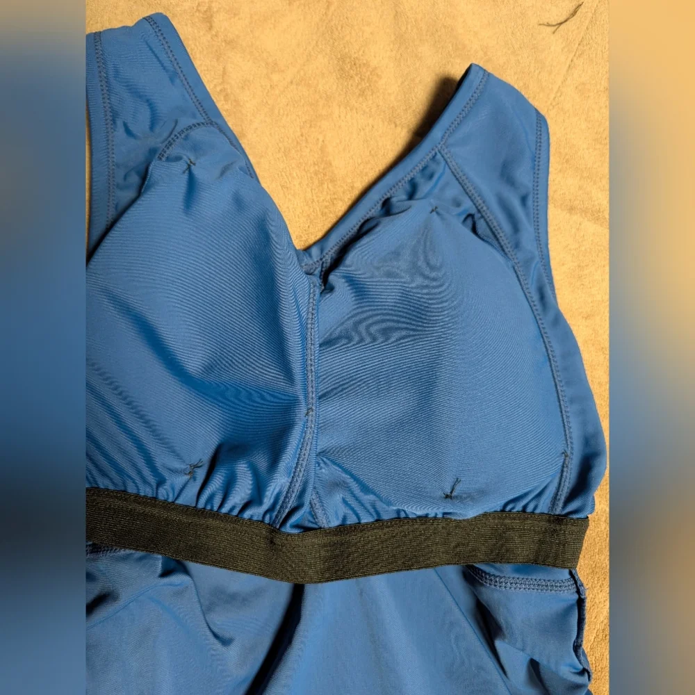 UV Skinz UPF 50+Royal Blue Ruched Swim Tank • Women’s L • Adjustable Side Ties - Picture 4 of 9
